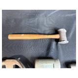 Collection of Hammers, Hand Plane, and Plastic Bucket