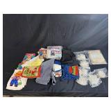 Collection of Vintage Kitchen Linens, Aprons, Holiday Towels, and Lace Trims