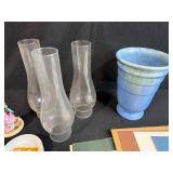 Assorted VTG Home Decor Inc Art Deco Ceramic Vase and Craft Lot with Vases, Ashtray, Figurine, and Picture Mats