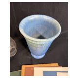 Assorted VTG Home Decor Inc Art Deco Ceramic Vase and Craft Lot with Vases, Ashtray, Figurine, and Picture Mats