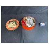 Vintage Tin with Assorted Cookie Cutters and Republican Campaign Cutter