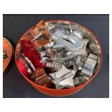 Vintage Tin with Assorted Cookie Cutters and Republican Campaign Cutter