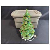 12-Inch Ceramic Lighted Christmas Tree with Multicolor Bulbs