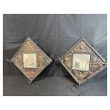 Pair of Vintage Embossed Tin Wall Mirrors with Patriotic Motifs