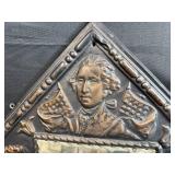 Pair of Vintage Embossed Tin Wall Mirrors with Patriotic Motifs