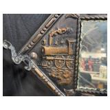 Pair of Vintage Embossed Tin Wall Mirrors with Patriotic Motifs