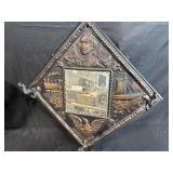 Pair of Vintage Embossed Tin Wall Mirrors with Patriotic Motifs