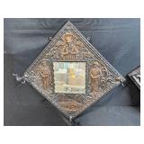 Pair of Vintage Embossed Tin Wall Mirrors with Patriotic Motifs