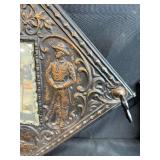 Pair of Vintage Embossed Tin Wall Mirrors with Patriotic Motifs