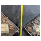 Pair of Vintage Embossed Tin Wall Mirrors with Patriotic Motifs