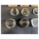 Handcrafted Blue Velvet Box by Pat Ayars, Mary Engelbreit Brooches, and Glass Trinket Dishes Set