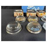 Handcrafted Blue Velvet Box by Pat Ayars, Mary Engelbreit Brooches, and Glass Trinket Dishes Set