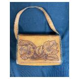 Tooled Leather Floral Handbag with Matching Coin Purse