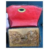 Tooled Leather Floral Handbag with Matching Coin Purse