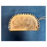 Tooled Leather Floral Handbag with Matching Coin Purse