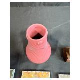Art Pottery Vase, Carved Figurine, and Set of 4 Animal Slate Coasters