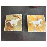 Art Pottery Vase, Carved Figurine, and Set of 4 Animal Slate Coasters