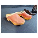 Collection of 3 Vintage Miniature Shoes and Boots Including Ceramic and Wood Clogs