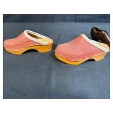 Collection of 3 Vintage Miniature Shoes and Boots Including Ceramic and Wood Clogs