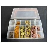 Assorted Vintage Buttons in Plastic Organizer Box
