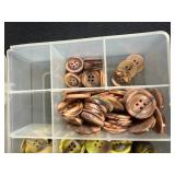 Assorted Vintage Buttons in Plastic Organizer Box