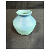 Handmade Blue Signed Pottery Vase, 5 Inch Tall
