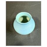 Handmade Blue Signed Pottery Vase, 5 Inch Tall