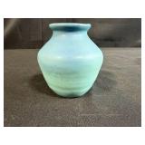 Handmade Blue Signed Pottery Vase, 5 Inch Tall