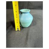 Handmade Blue Signed Pottery Vase, 5 Inch Tall