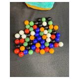 Collection of Vintage Marbles in Suede Drawstring Bags