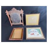 Set of 4 Vintage and Antique Picture Frames with Winter Scene Painting