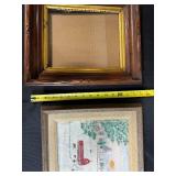 Set of 4 Vintage and Antique Picture Frames with Winter Scene Painting