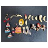Vintage Folk Art Collection with Sock Monkeys, Carved Faux Claws, and Handmade Dolls