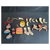 Vintage Folk Art Collection with Sock Monkeys, Carved Faux Claws, and Handmade Dolls