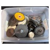 Box of Assorted Wire Wheels, Buffing Wheels, and Abrasive Discs
