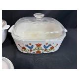 Set of Vintage CorningWare Casserole Dishes with Glass Lids