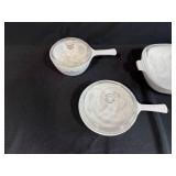 Set of Vintage CorningWare Casserole Dishes with Glass Lids