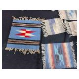 Collection of Woven Wool Rug Placemats and Coasters with Southwestern Designs