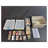 Collection of Country Music Cassette Tapes with Motorola Cassette Recorder and Storage Bins