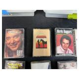 Collection of Country Music Cassette Tapes with Motorola Cassette Recorder and Storage Bins