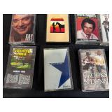 Collection of Country Music Cassette Tapes with Motorola Cassette Recorder and Storage Bins
