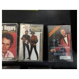 Collection of Country Music Cassette Tapes with Motorola Cassette Recorder and Storage Bins