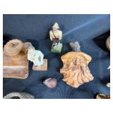 Collection of Vintage Wooden Carvings, Figurines, and Trinkets