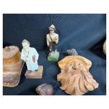 Collection of Vintage Wooden Carvings, Figurines, and Trinkets