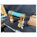 Collection of Vintage Wooden Carvings, Figurines, and Trinkets