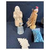 Collection of Vintage Wooden Carvings, Figurines, and Trinkets