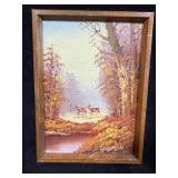 Mixed Lot of Vintage Collectibles with Framed Art, Figurines, Book, and Game Pieces