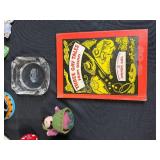 Mixed Lot of Vintage Collectibles with Framed Art, Figurines, Book, and Game Pieces