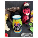 Mixed Lot of Vintage Collectibles with Framed Art, Figurines, Book, and Game Pieces