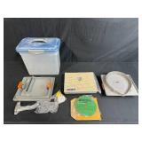 Inland Glass Art Grinder Lot with Tray, Grid Surface, Blade, and Storage Container